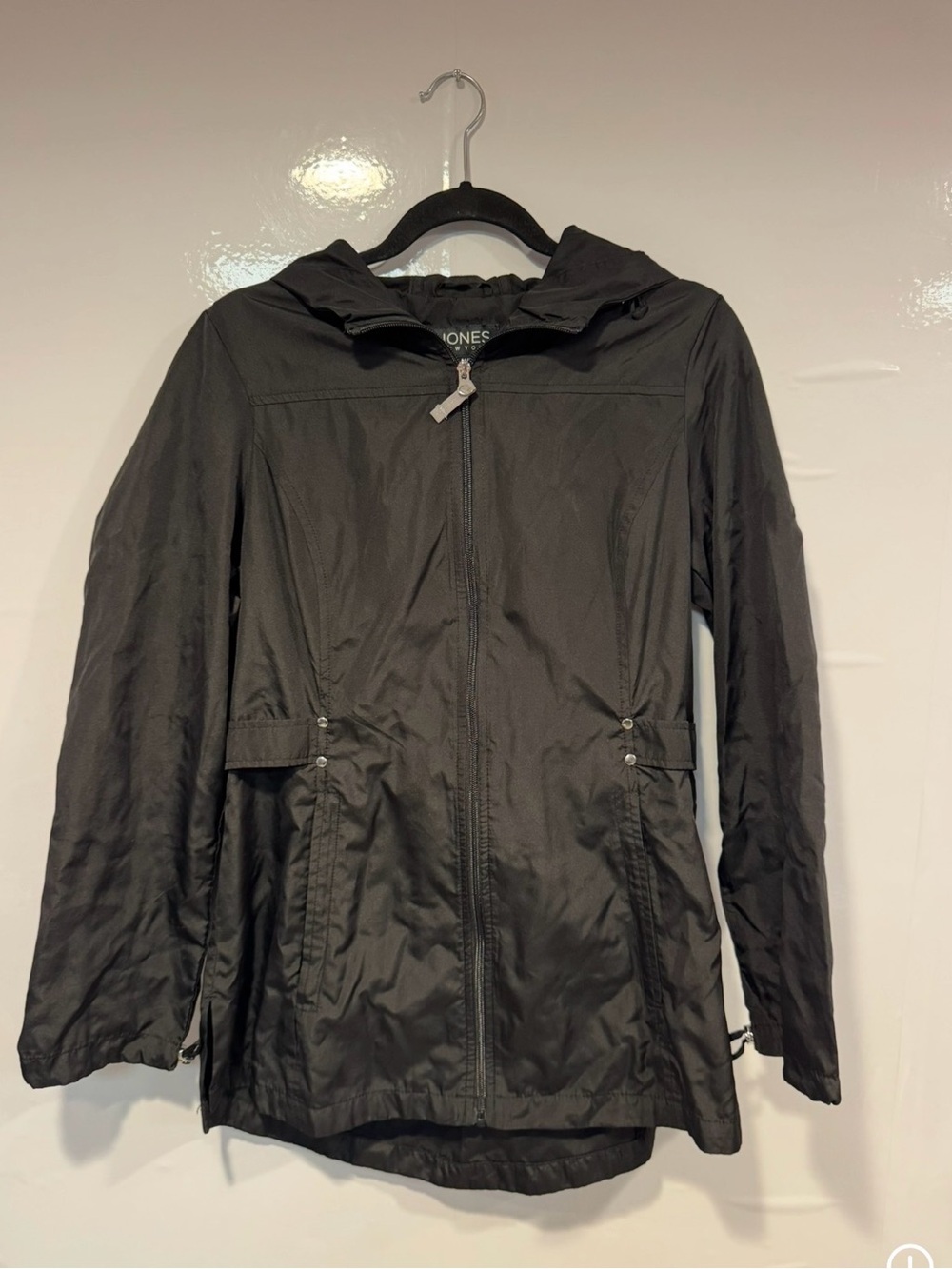 Jones New York Black Hooded Lightweight Jacket